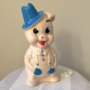 Vintage Blow Mold Piggy Bank Porky Pig New York Vinyl Production Corp 1971‎ USA